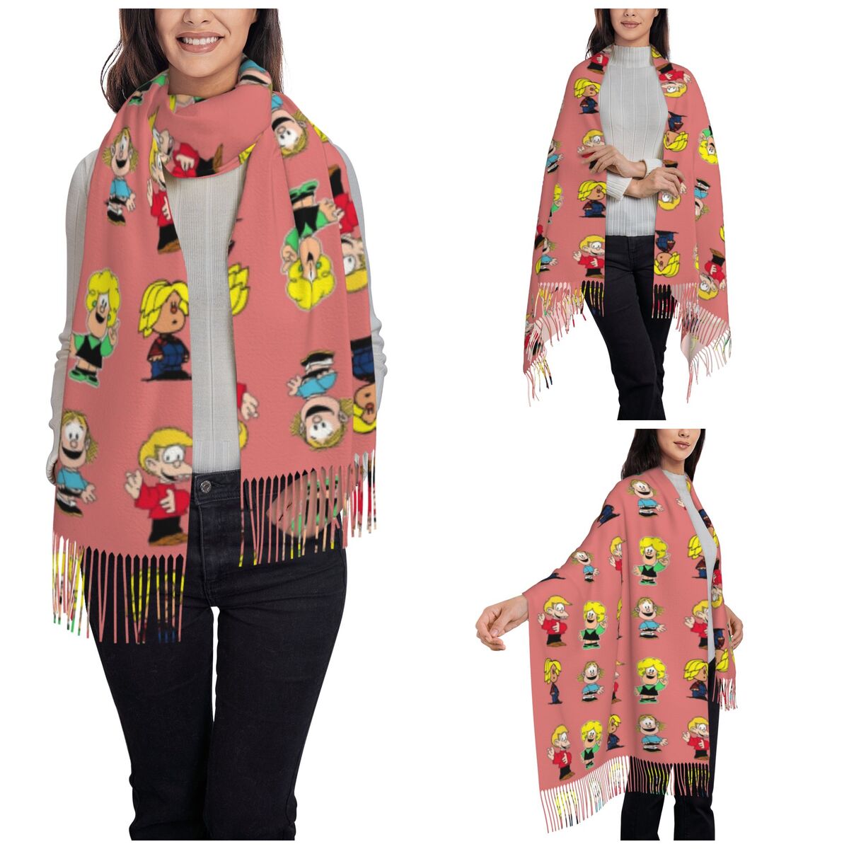 여성용 태슬 스카프 마팔다 캐릭터 대형 겨울 가을 숄  - Pashmina Wrap Large 리뷰 및 가격