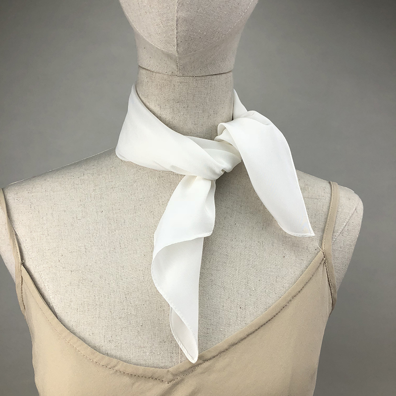 여성용 실크 스카프 스퀘어 넥 숄, 레이디 화이트 솔리 - Ascot Neck Scarf 리뷰 및 가격