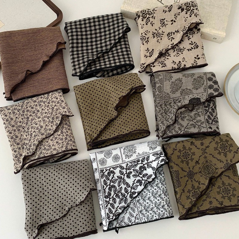 예술적인 꽃무늬 삼각 스카프 여성용 프리미엄 코튼 린넨 - Ascot Neck Scarf 리뷰 및 가격