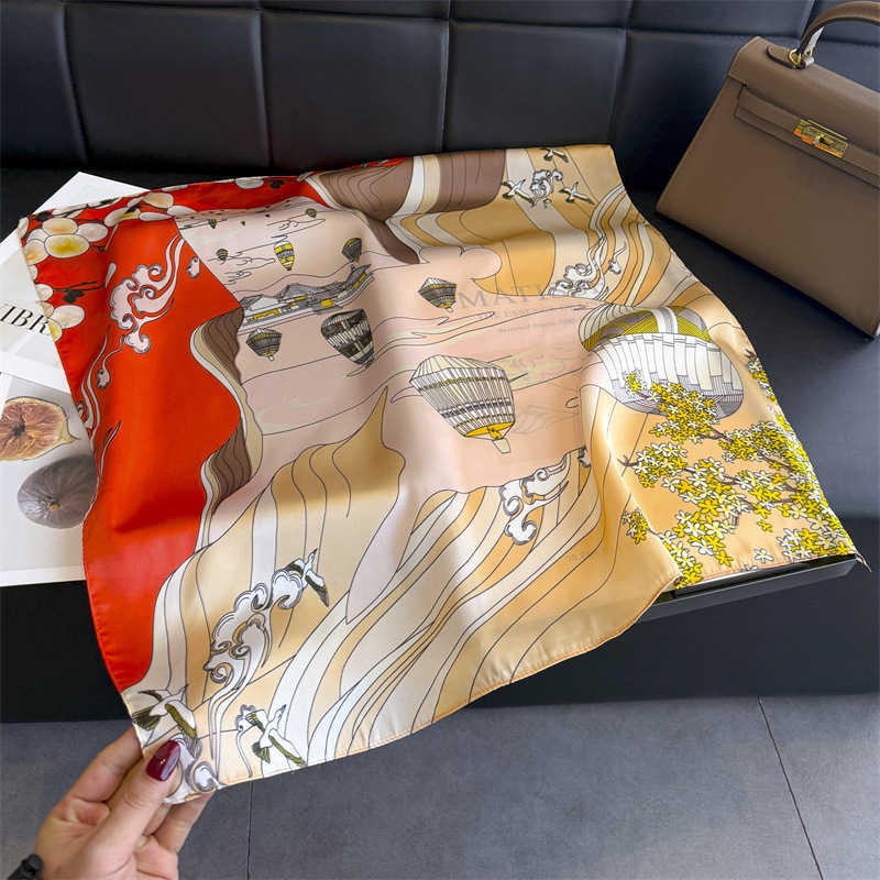 뜨거운 공기 풍선 프린트 스퀘어 실크 스카프 여성용 패 - Scarf Silk Square 리뷰 및 가격