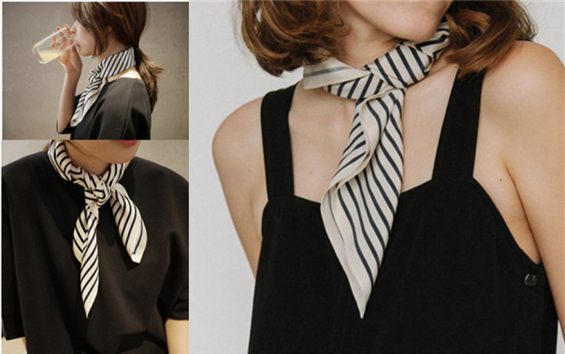 여성용 프린지 프레임 사각 스카프, 반다나 실크 스카프 - Silk Tie Striped 리뷰 및 가격