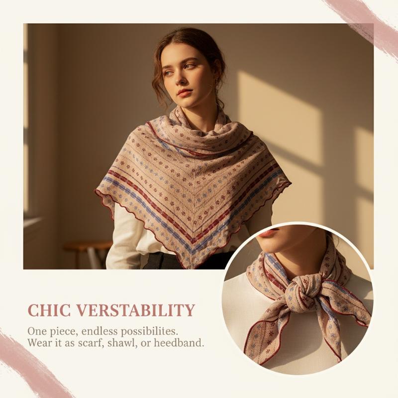 면 린넨 삼각 스카프 캐슈 플로럴 프린트, 장식용 목  - Bandana Cotton 리뷰 및 가격